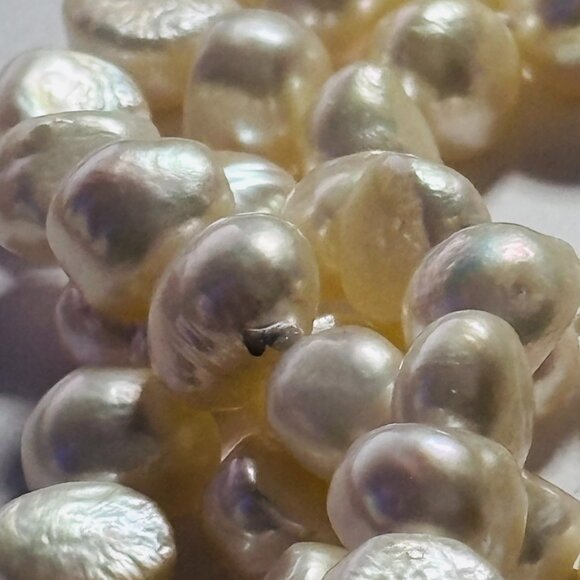 60” Cream Baroque Freshwater Pearl Endless Necklace Long Strand - Picture 8 of 10